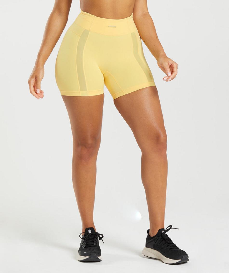 Szorty Damskie Gymshark Whitney Mesh Żółte | PL 2476XYU